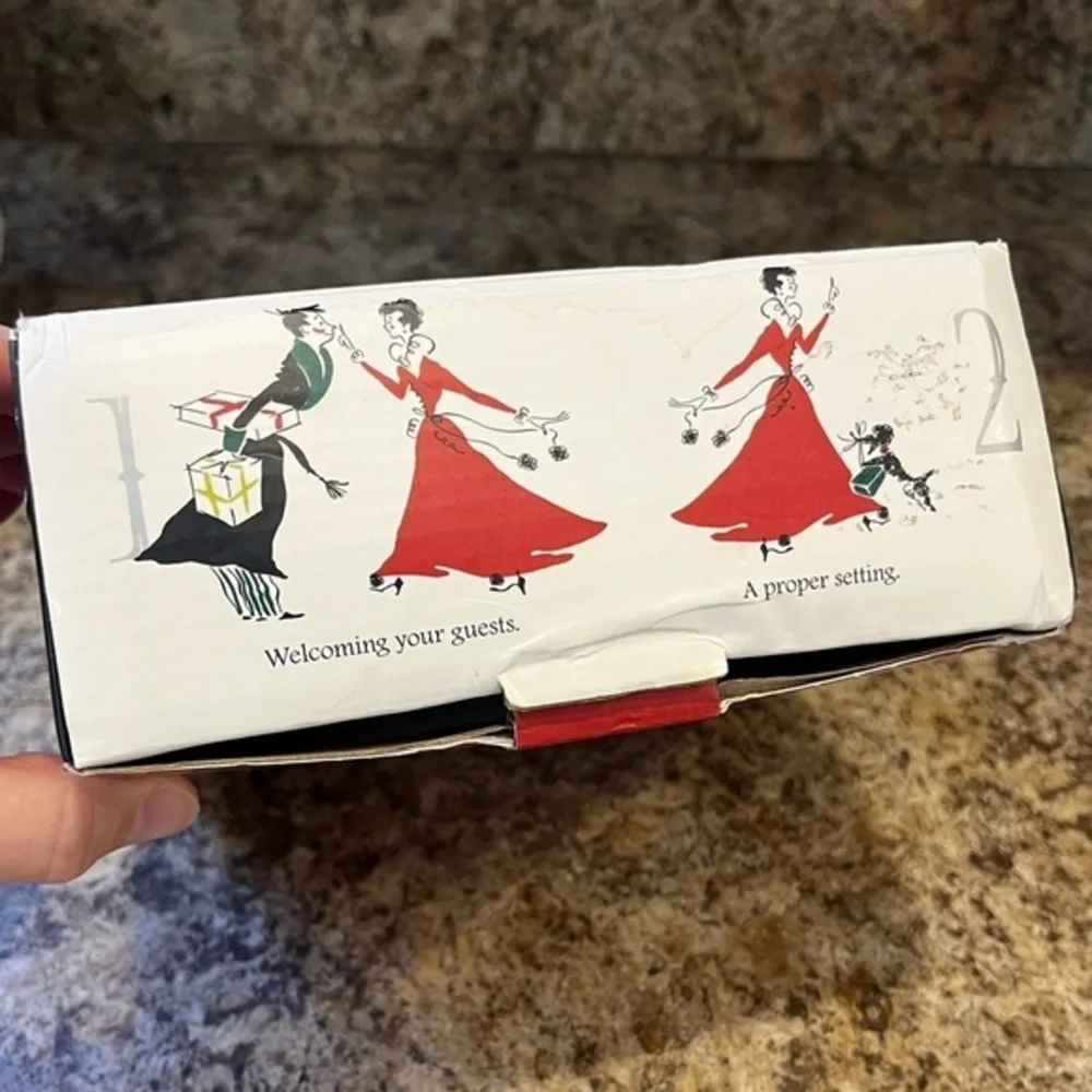 Williams Sonoma Party Etiquette Appetizer Plates Set of 4 NIB
